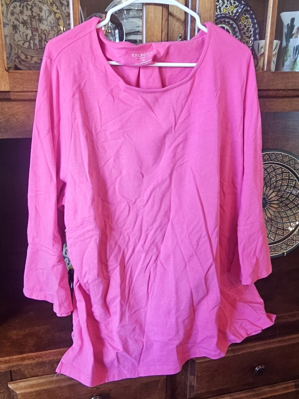 Talbots Hot Pink Bell Sleeve Scoop Neck Tee - Size 3x
